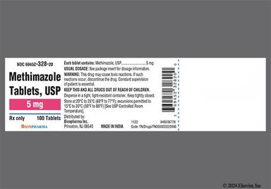 White Round M 1 - Methimazole 5mg Tablet