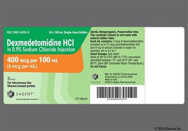 Colorless Not applicable - Dexmedetomidine Hydrochloride 400mcg/100mL in Sodium Chloride 0.9% Solution for Injection