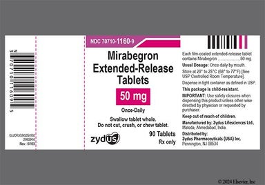 Yellow Oval 1160 - Mirabegron 50mg Extended-Release Tablet (Once-Daily)