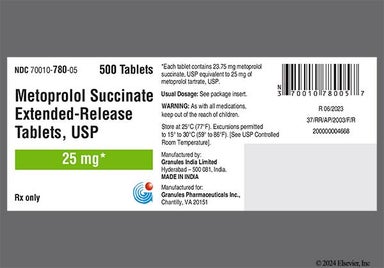 White Oval I 25 - Metoprolol Succinate 25mg Extended-Release Tablet