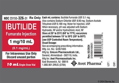 colorless - Ibutilide Fumarate 1mg/10ml Solution for Injection