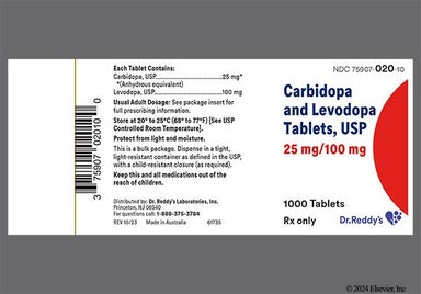 Yellow Round M 721 - Carbidopa/Levodopa 25mg-100mg Tablet