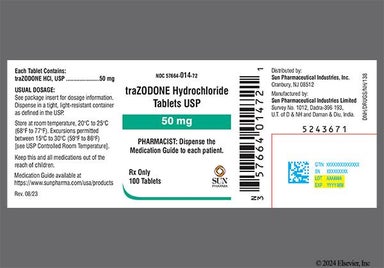 White Round S 14 - Trazodone Hydrochloride 50mg Tablet