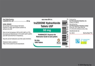 White Round S 14 - Trazodone Hydrochloride 50mg Tablet