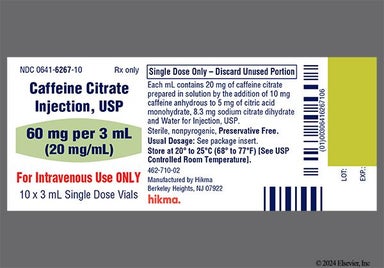 Colorless Not applicable - Caffeine Citrate 60mg/3mL Solution for Injection