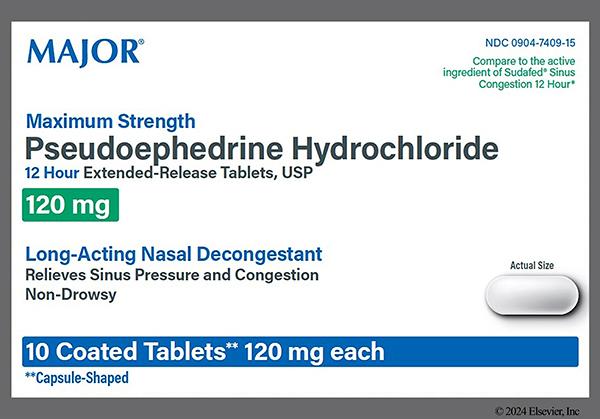 White Oblong 204 - Pseudoephedrine Hydrochloride 12 Hour Maximum Strength 120mg Extended-Release Tablet