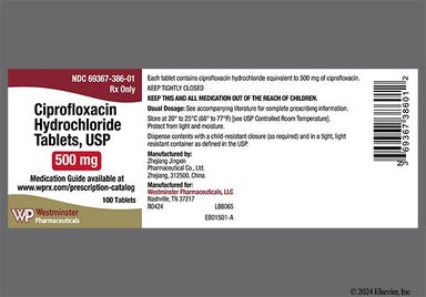 White Oblong E451 - Ciprofloxacin Hydrochloride 500mg Tablet