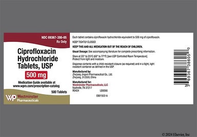 White Oblong E451 - Ciprofloxacin Hydrochloride 500mg Tablet