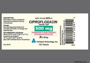 White Oblong Cti 223 - Ciprofloxacin Hydrochloride 500mg Tablet