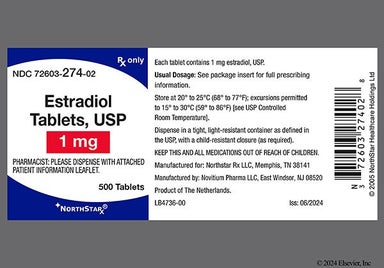 Purple Oval N 565 - Estradiol 1mg Tablet