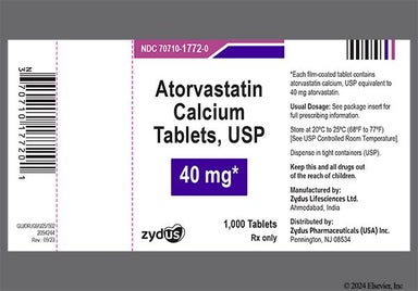 White Oval 1772 - Atorvastatin Calcium 40mg Tablet