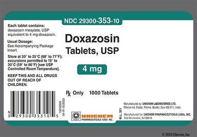 Gray Oblong 353 And U - Doxazosin Mesylate 4mg Tablet