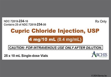 colorless - Copper (Cupric Chloride) 0.4mg/mL Solution for Injection