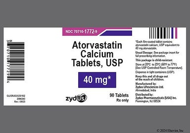 White Oval 1772 - Atorvastatin Calcium 40mg Tablet
