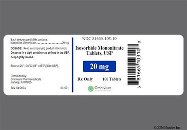 White Round Ku 107 And 20 - Isosorbide Mononitrate 20mg Tablet