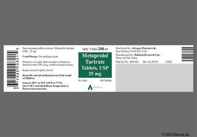 White Round R 25 - Metoprolol Tartrate 25mg Tablet