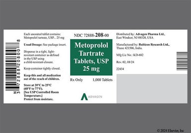 White Round R 25 - Metoprolol Tartrate 25mg Tablet