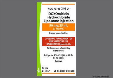 red - Doxorubicin Hydrochloride 50mg/25ml Liposomal Injection