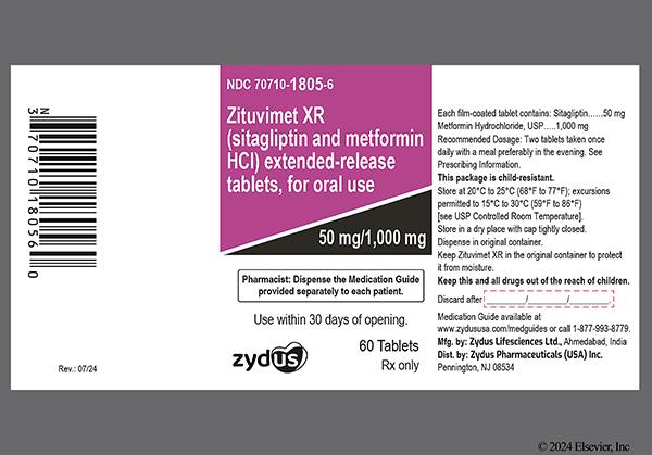 Beige Oval 1805 - Zituvimet XR 50mg-1000mg Extended-Release Tablet