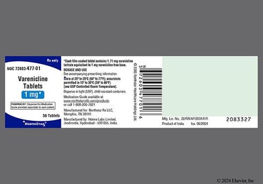 Yellow Oblong H And V24 - Varenicline 1mg Tablet