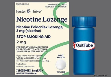 White Round L344 - Foster & Thrive Nicotine Polacrilex 2mg Lozenge (Mint)