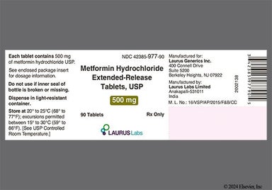 White Oblong La20 - Metformin Hydrochloride 500mg Extended-Release Tablet