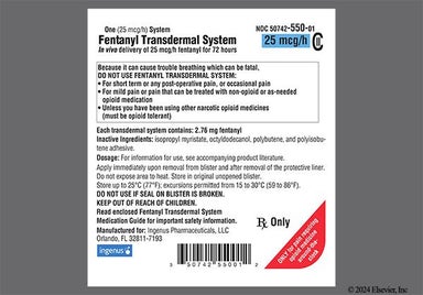 Rectangular - Fentanyl 25mcg/hr Transdermal Patch