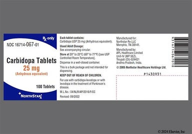 White Round R 1 - Carbidopa 25mg Tablet