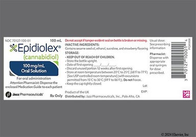 yellow - Epidiolex 100mg/mL Solution (100mL Bottle)