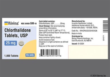 Yellow Round 103 - Chlorthalidone 25mg Tablet