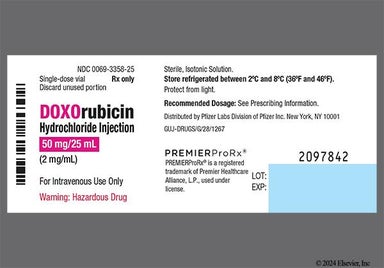 red - Doxorubicin Hydrochloride 50mg/25mL Solution for Injection (PREMIER ProRx)