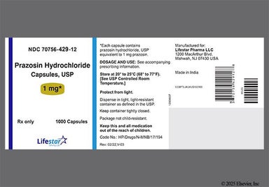 White Logo 429 - Prazosin Hydrochloride 1mg Capsule