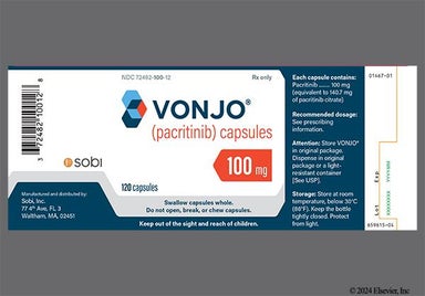 Gray And Red-Orange Pacritinib 100 Mg C78837 - VONJO 100mg Capsule