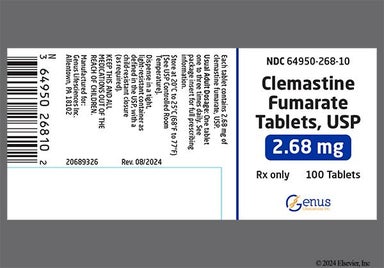 White Round Nh 268 - Clemastine Fumarate 2.68mg Tablet
