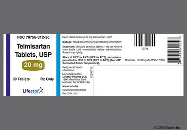 White Round 312 And Ls - Telmisartan 20mg Tablet