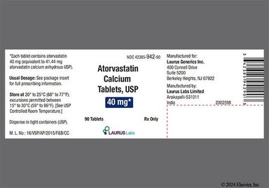 White Oval La39 - Atorvastatin Calcium 40mg Tablet