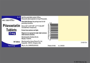 White Round H2 And P - Pitavastatin 2mg Tablet