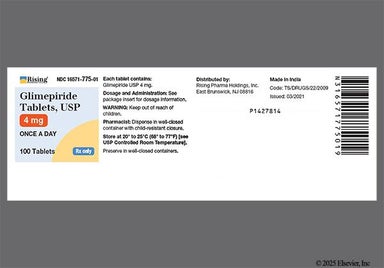 Blue Oblong Y 34 - Glimepiride 4mg Tablet