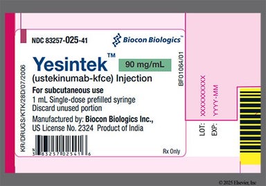 yellow - Yesintek 90mg/mL Prefilled Syringe Solution for Injection