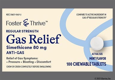 White Round 44 And 137 - Foster & Thrive Gas Relief Regular Strength 80mg Chewable Tablet (Mint)