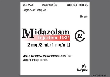 colorless - Midazolam Hydrochloride 2mg/2mL Solution for Injection