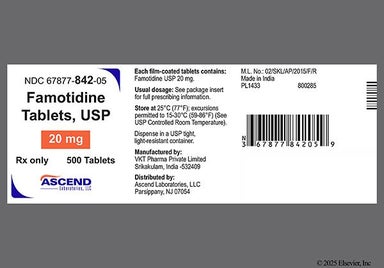 White Round V And 15 - Famotidine 20mg Tablet