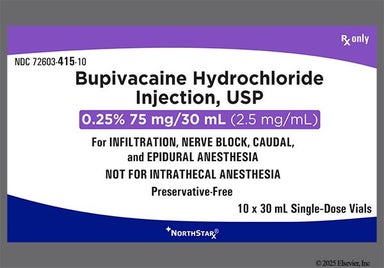 colorless - Bupivacaine Hydrochloride 0.25% Solution for Injection