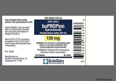 Yellow Round 144 - Bupropion Hydrochloride 150mg Extended-Release (XL) Tablet