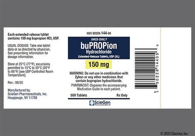 Yellow Round 144 - Bupropion Hydrochloride 150mg Extended-Release (XL) Tablet