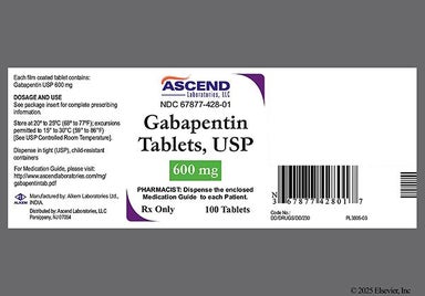 White Oblong G 6 - Gabapentin 600mg Tablet