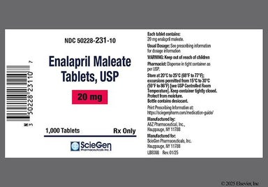 White Round 336 - Enalapril Maleate 20mg Tablet