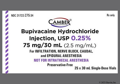 colorless - Bupivacaine Hydrochloride 0.25% Solution for Injection