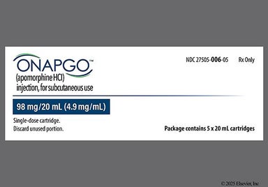 colorless - ONAPGO 98mg/20mL Pre-Filled Cartridge Solution for Injection