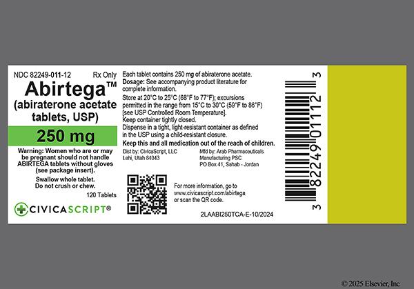 White Oval Ww597 - Abirtega 250mg Tablet
